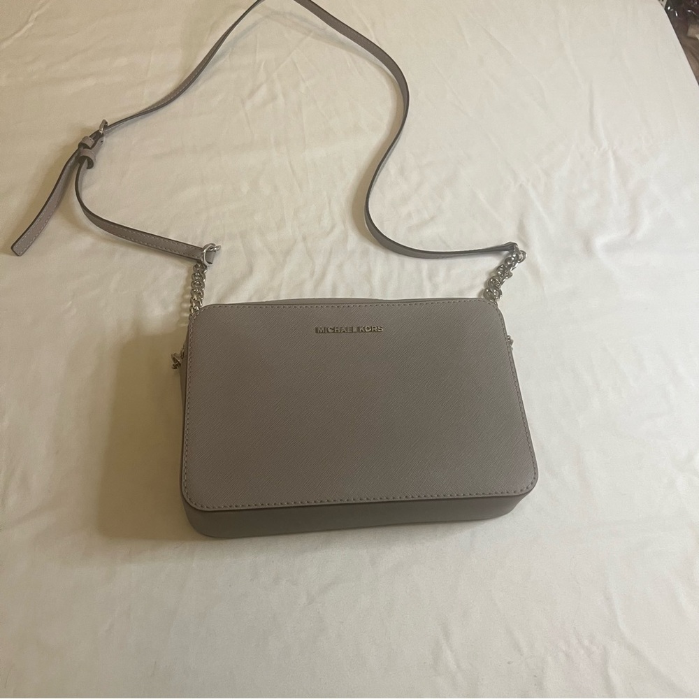 Michael Kors Taupe Crossbody Bag‎ with Chain Detail Strap EUC